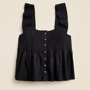 J.Crew Black Pintuck preppy peplum blouse top. Women’s small